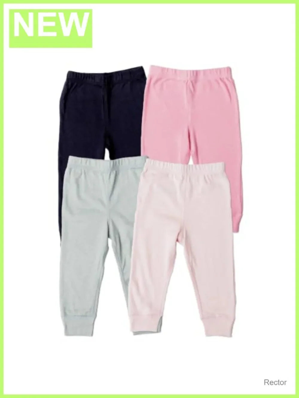 Baby Girls Active Pants Set 4-Pack Cotton Spandex Rib Knit Pull-On